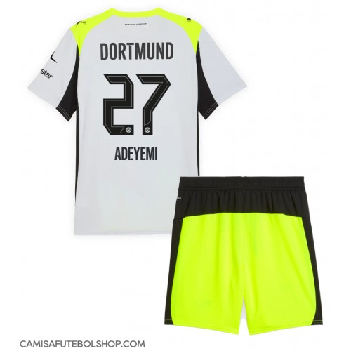 Camisa de time de futebol Borussia Dortmund Karim Adeyemi #27 Replicas 2º Equipamento Infantil 2025-26 Manga Curta (+ Calças curtas)